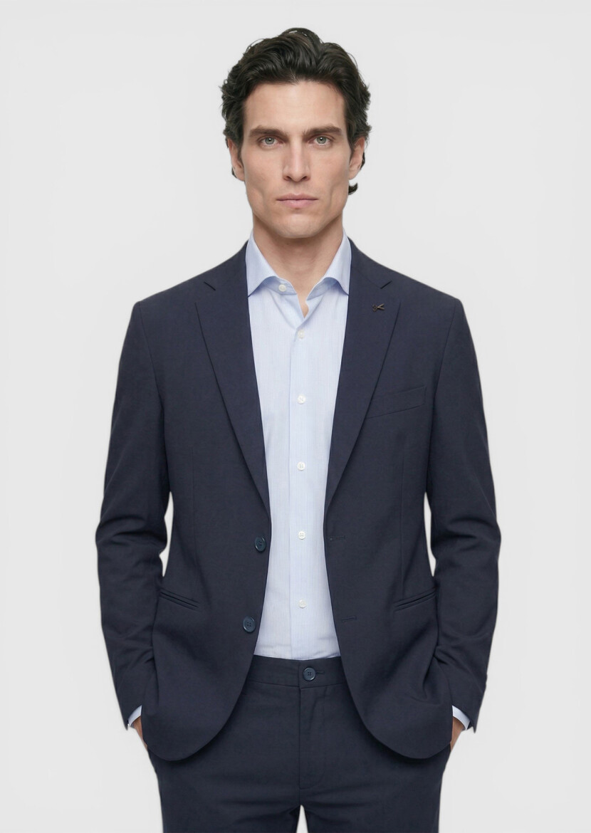 Navy Blue Plain Comfort Fit Suit - RAMSEY