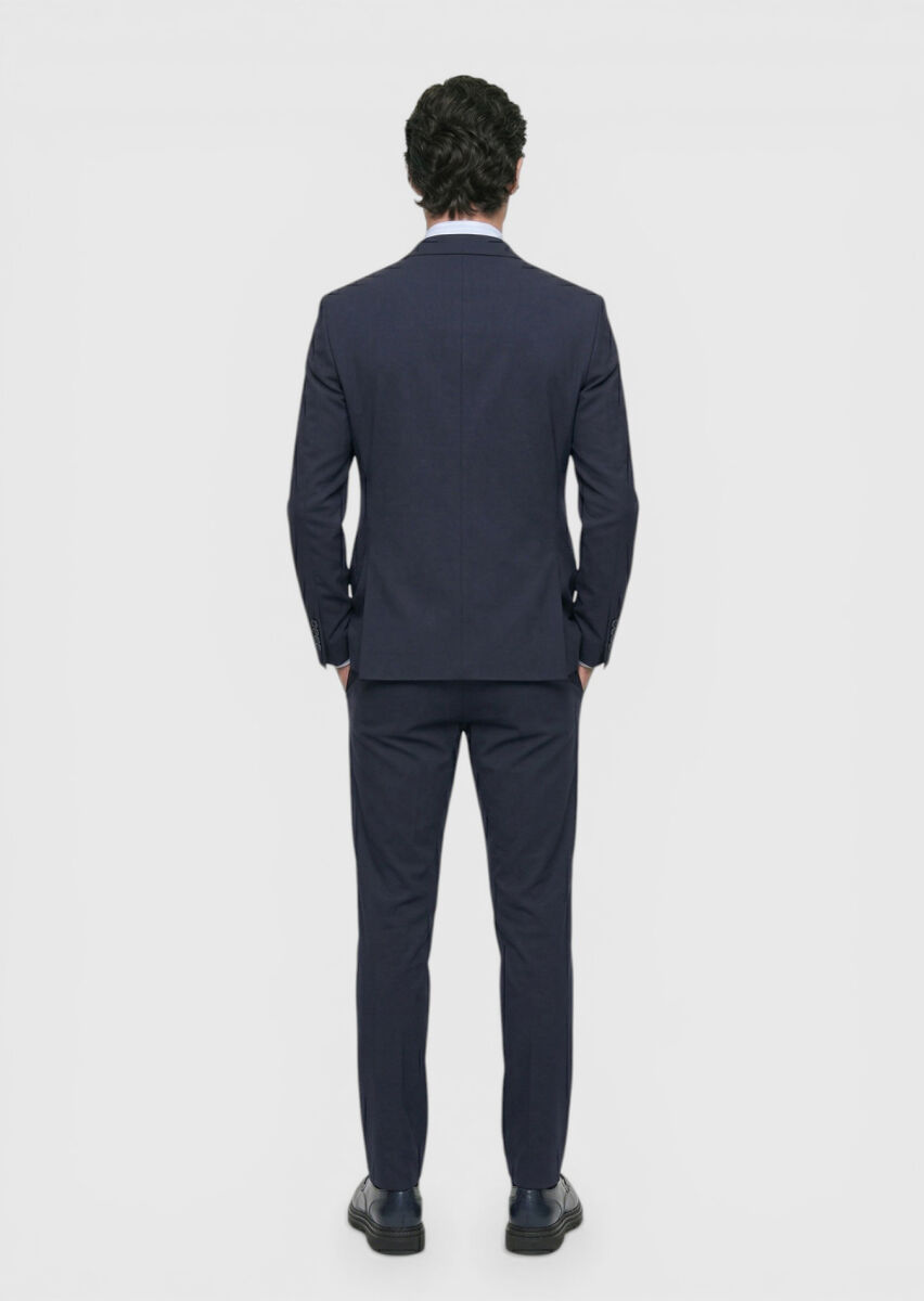 Navy Blue Plain Comfort Fit Suit - 5