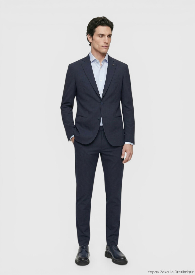 Navy Blue Plain Comfort Fit Suit - RAMSEY