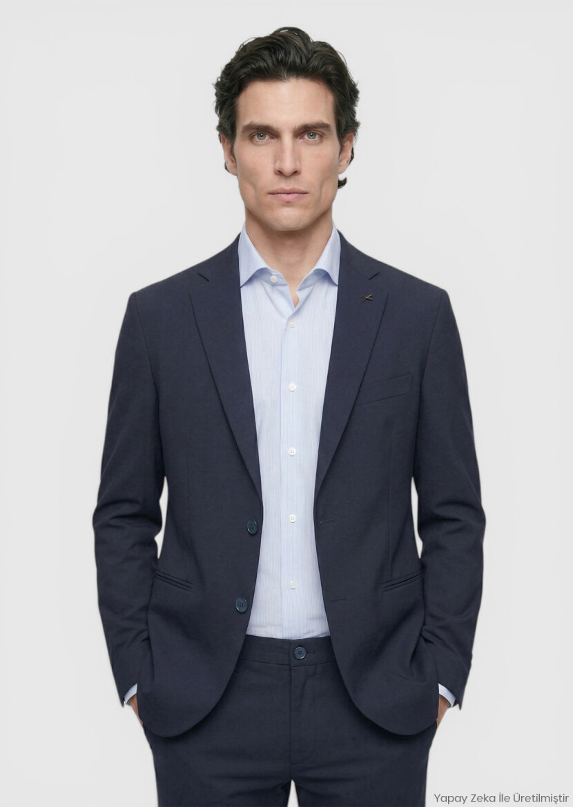 Navy Blue Plain Comfort Fit Suit - RAMSEY