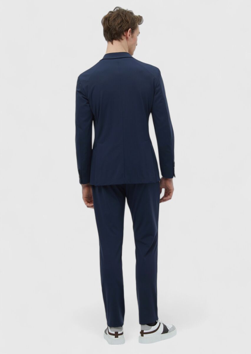 Navy Blue Plain Comfort Fit Suit - 6