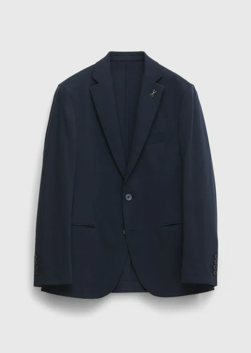 Navy Blue Plain Comfort Fit Suit - 1