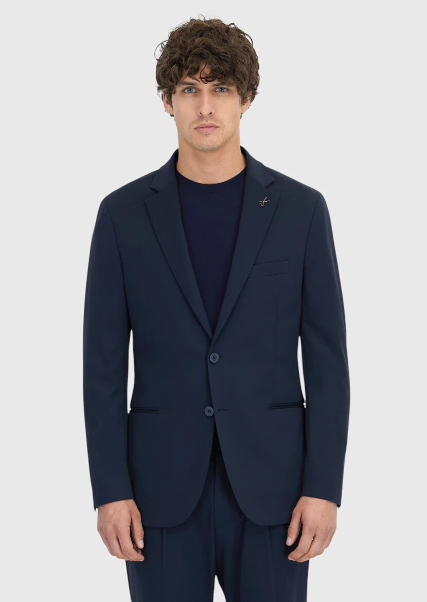 Navy Blue Plain Comfort Fit Suit - RAMSEY