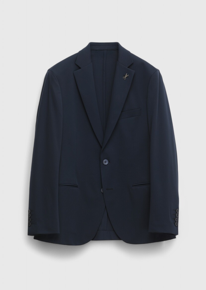 Navy Blue Plain Comfort Fit Suit - 9