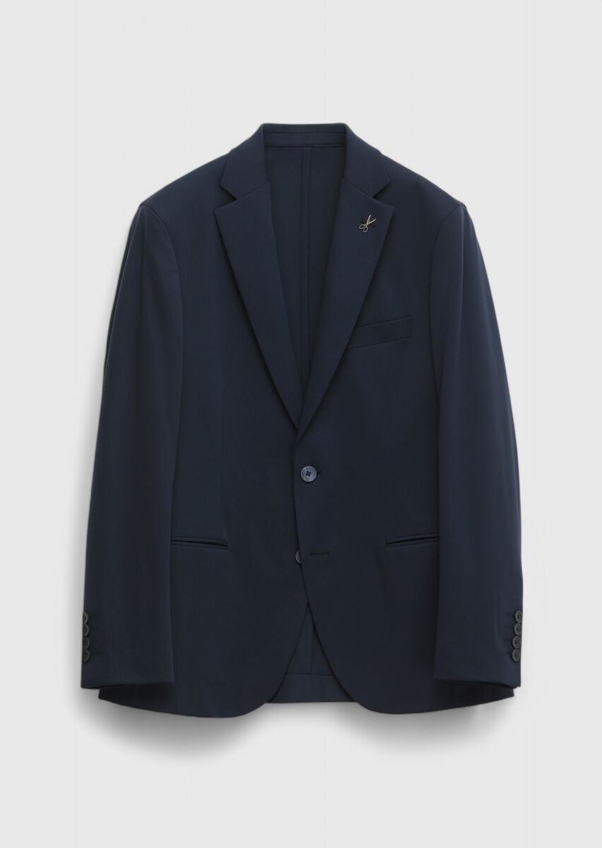 Navy Blue Plain Comfort Fit Suit - 9