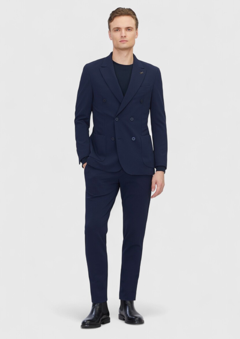 Navy Blue Plain Comfort Fit Suit - RAMSEY