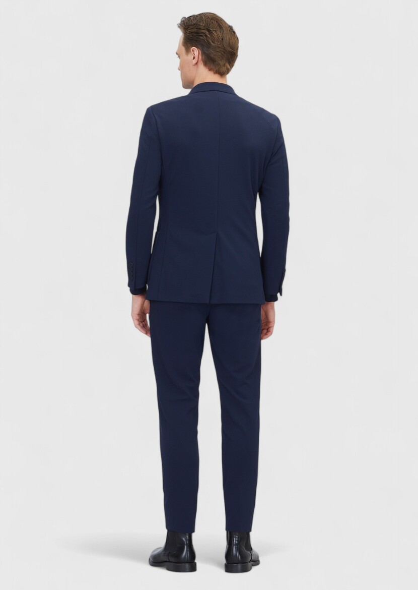 Navy Blue Plain Comfort Fit Suit - 8