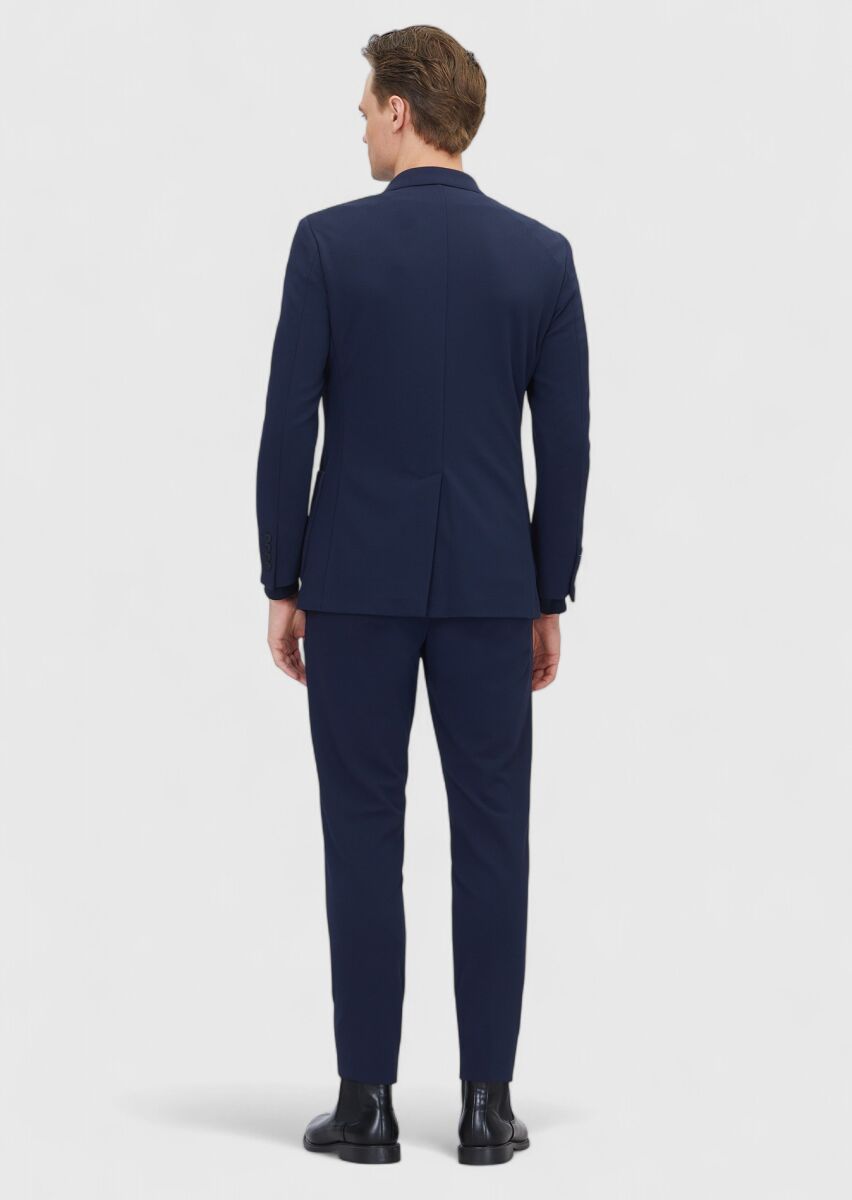 Navy Blue Plain Comfort Fit Suit - 8