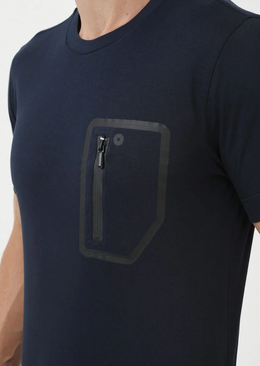 Navy Blue Plain Crew Neck 100% Cotton T-Shirt - 2