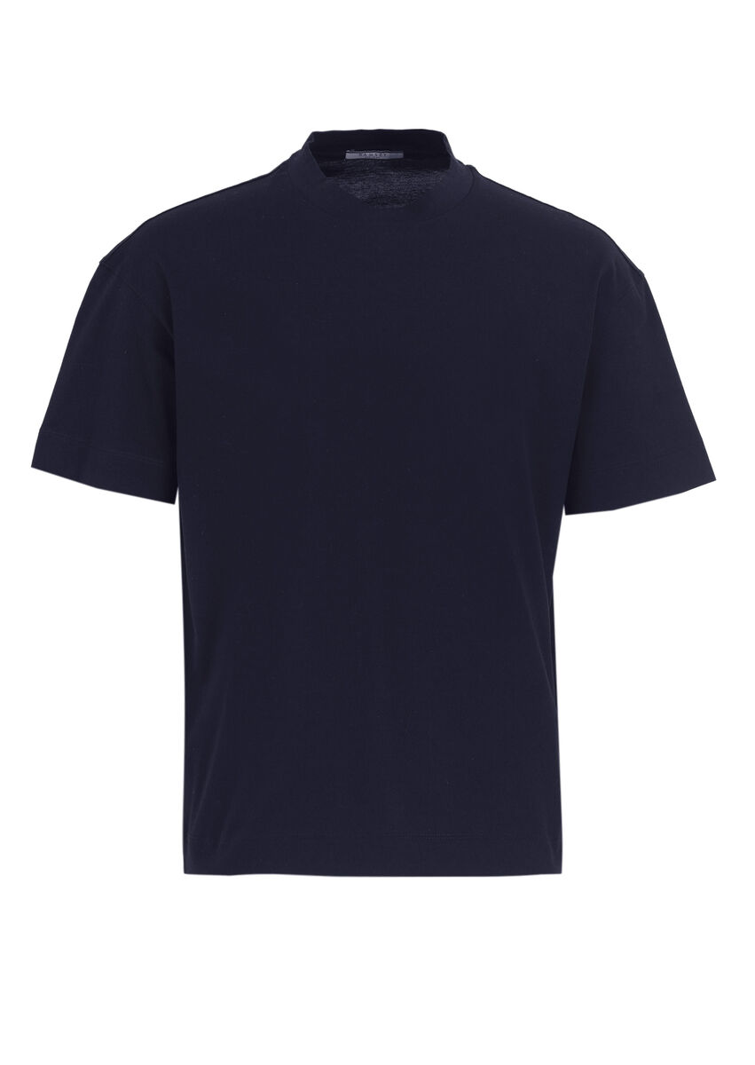 Navy Blue Plain Crew Neck 100% Cotton T-Shirt - 6