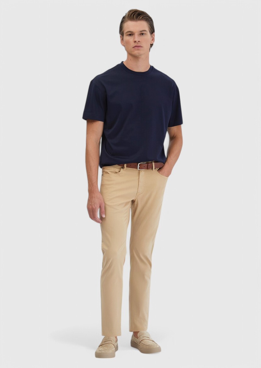 Navy Blue Plain Crew Neck 100% Cotton T-Shirt 