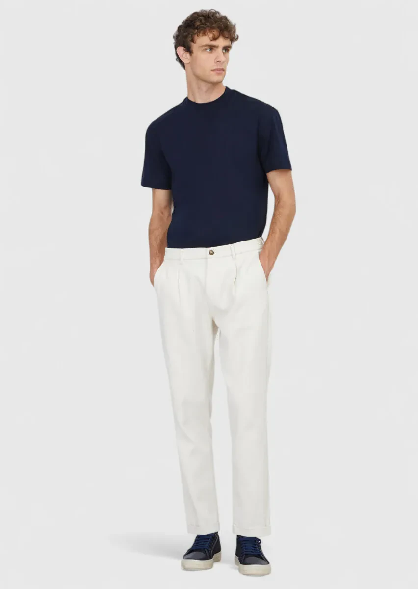 Navy Blue Plain Crew Neck 100% Cotton T-Shirt - 2