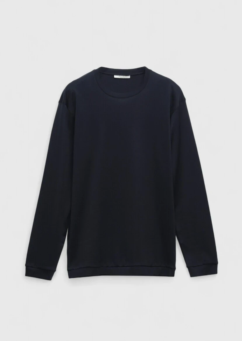 Navy Blue Plain Crew Neck 100% Cotton T-Shirt - 7
