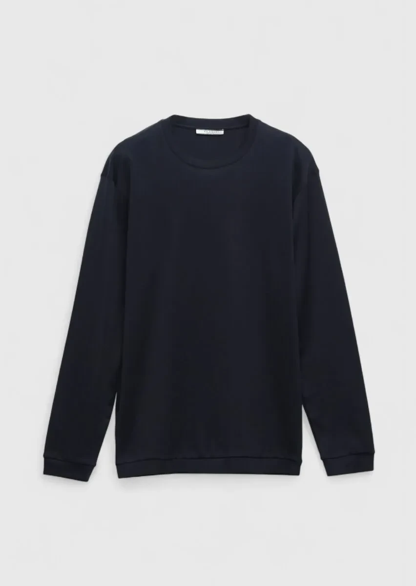 Navy Blue Plain Crew Neck 100% Cotton T-Shirt - 1