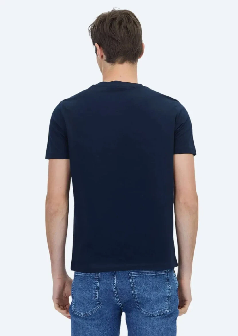 Navy Blue Plain Crew Neck 100% Cotton T-Shirt - 5