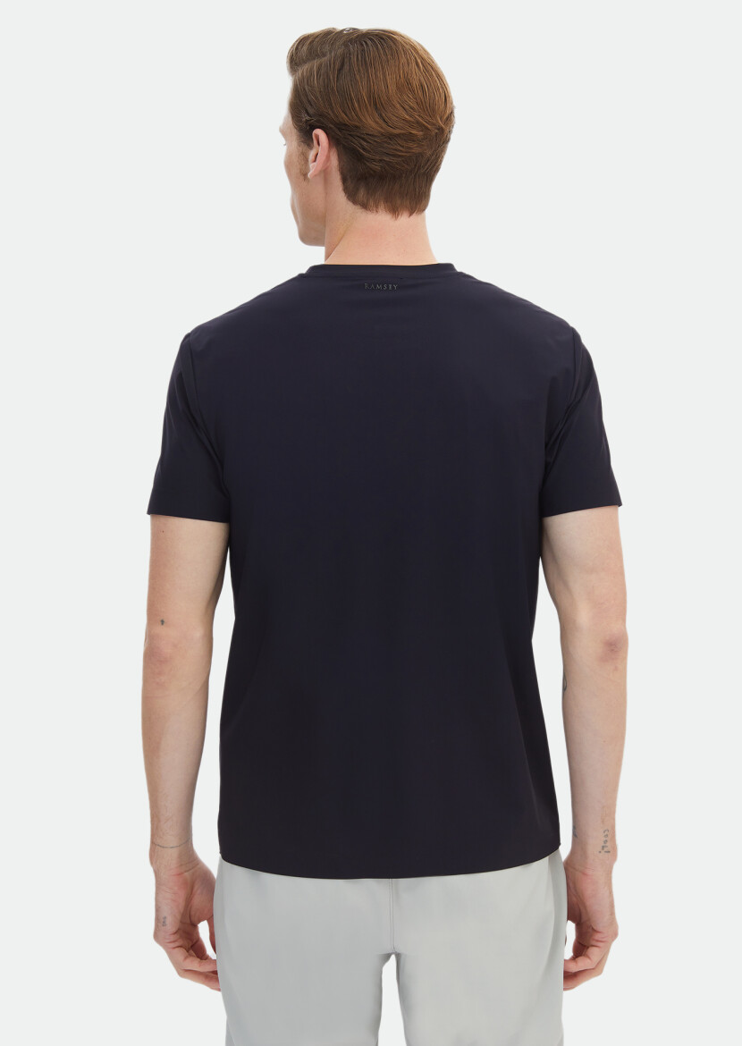 Navy Blue Plain Crew Neck T-Shirt - 5