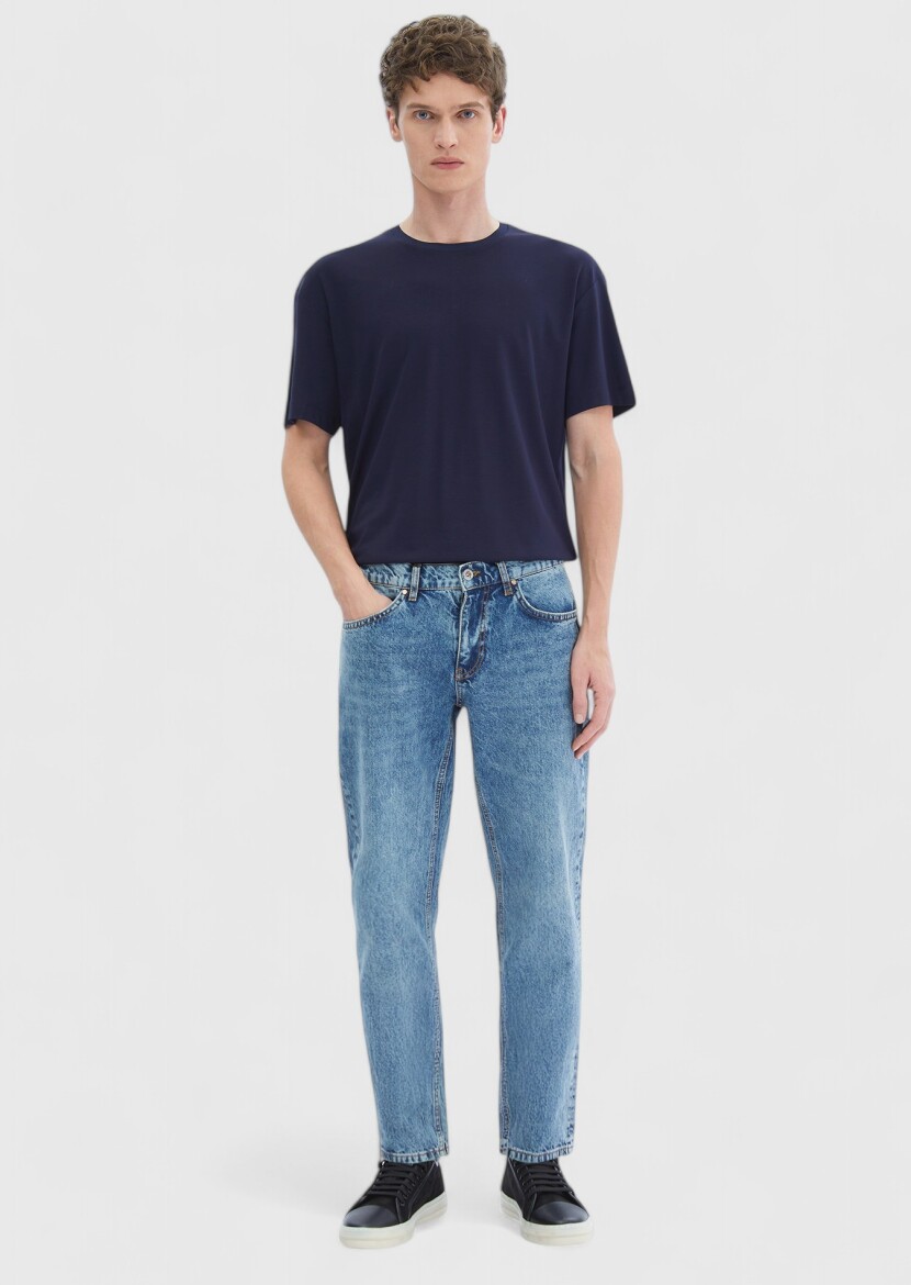 Navy Blue Plain Crew Neck T-Shirt - RAMSEY