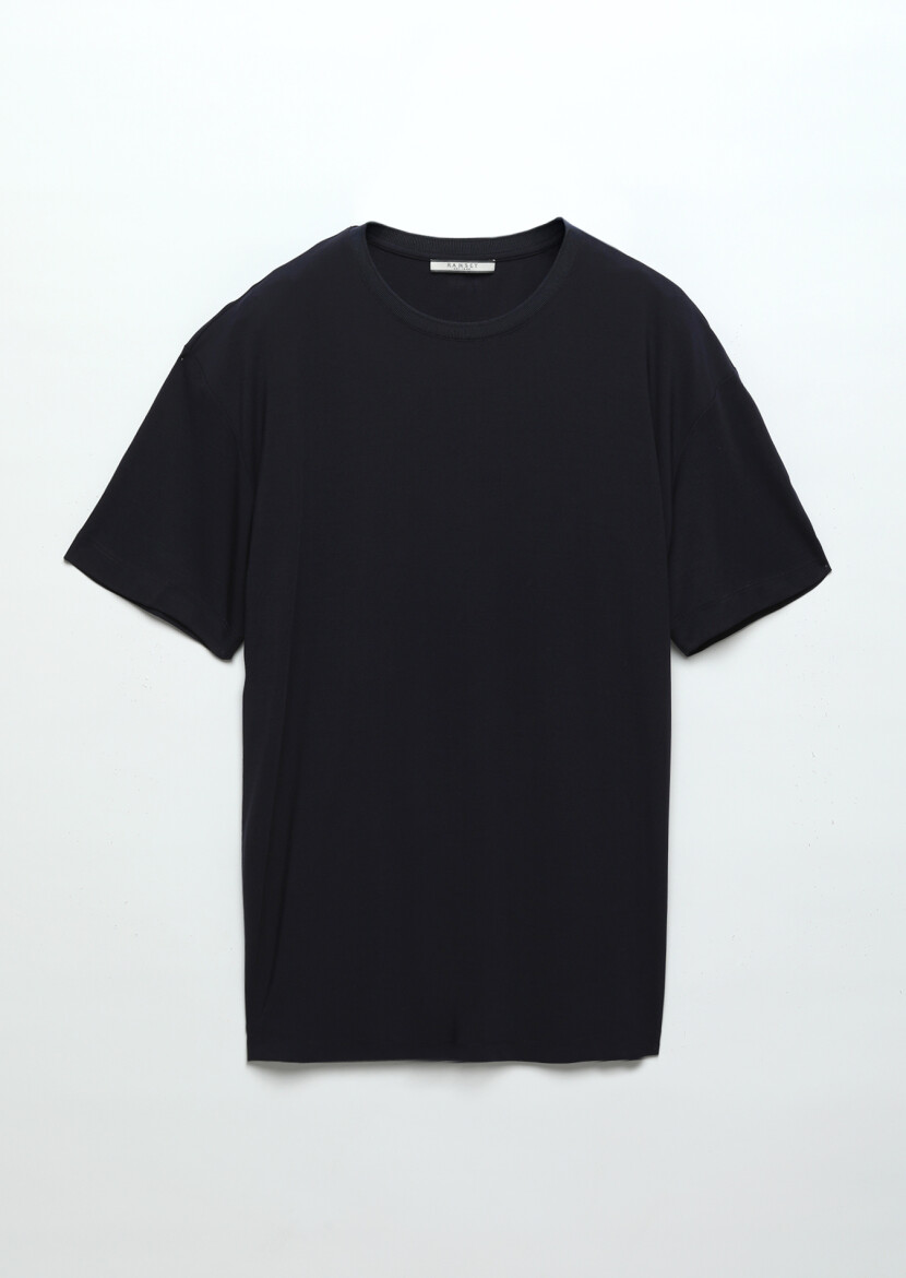 Navy Blue Plain Crew Neck T-Shirt - 6