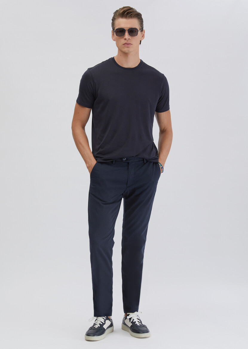 Navy Blue Plain Crew Neck T-Shirt 