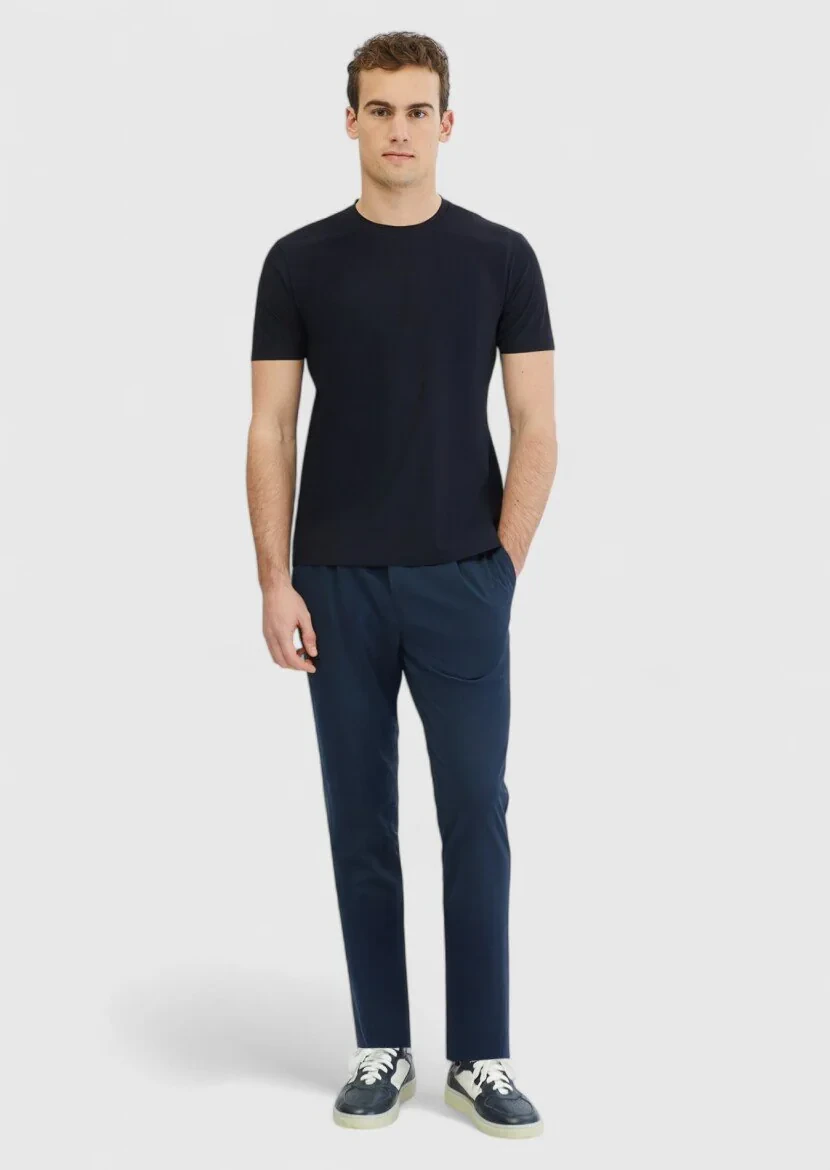 Navy Blue Plain Crew Neck T-Shirt 