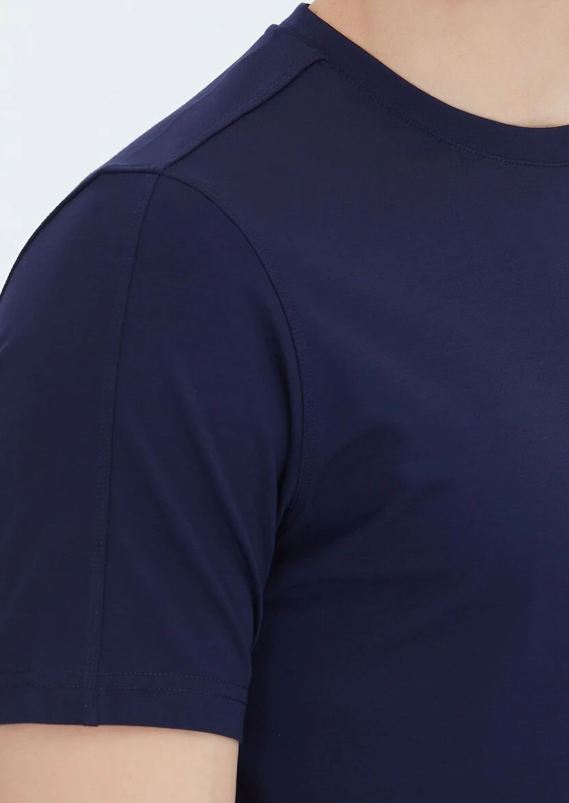 Navy Blue Plain Crew Neck T-Shirt - 3