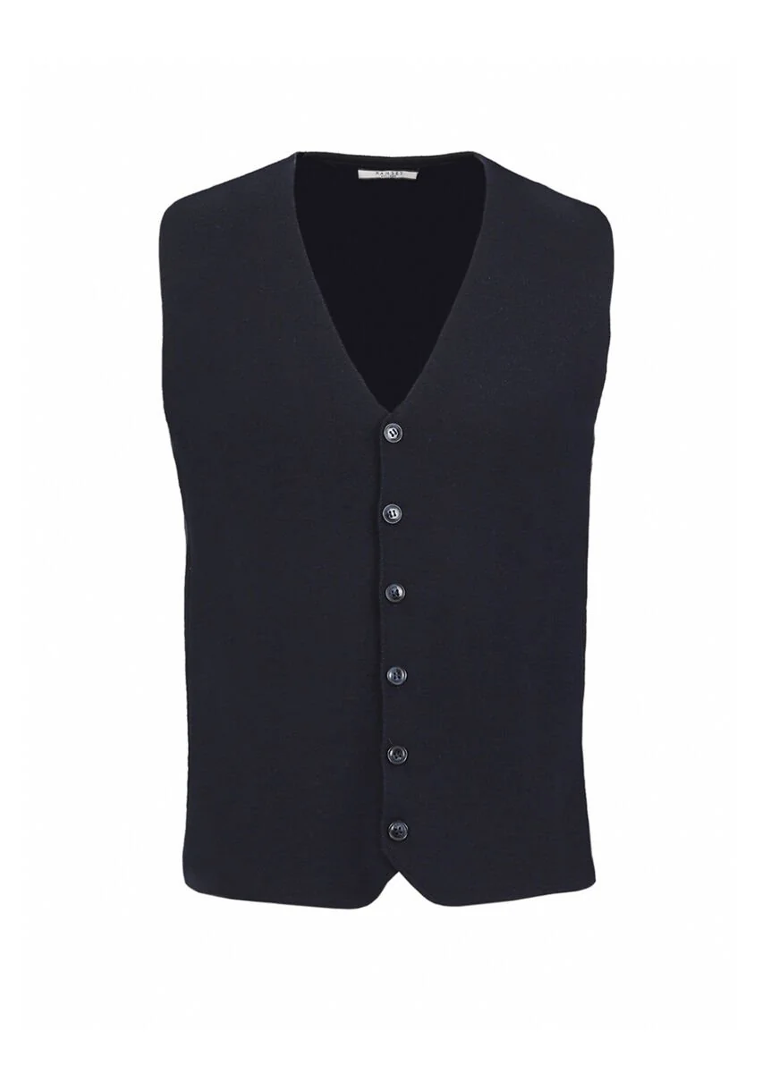 Navy Blue Plain Knitting Knit Vest - 6