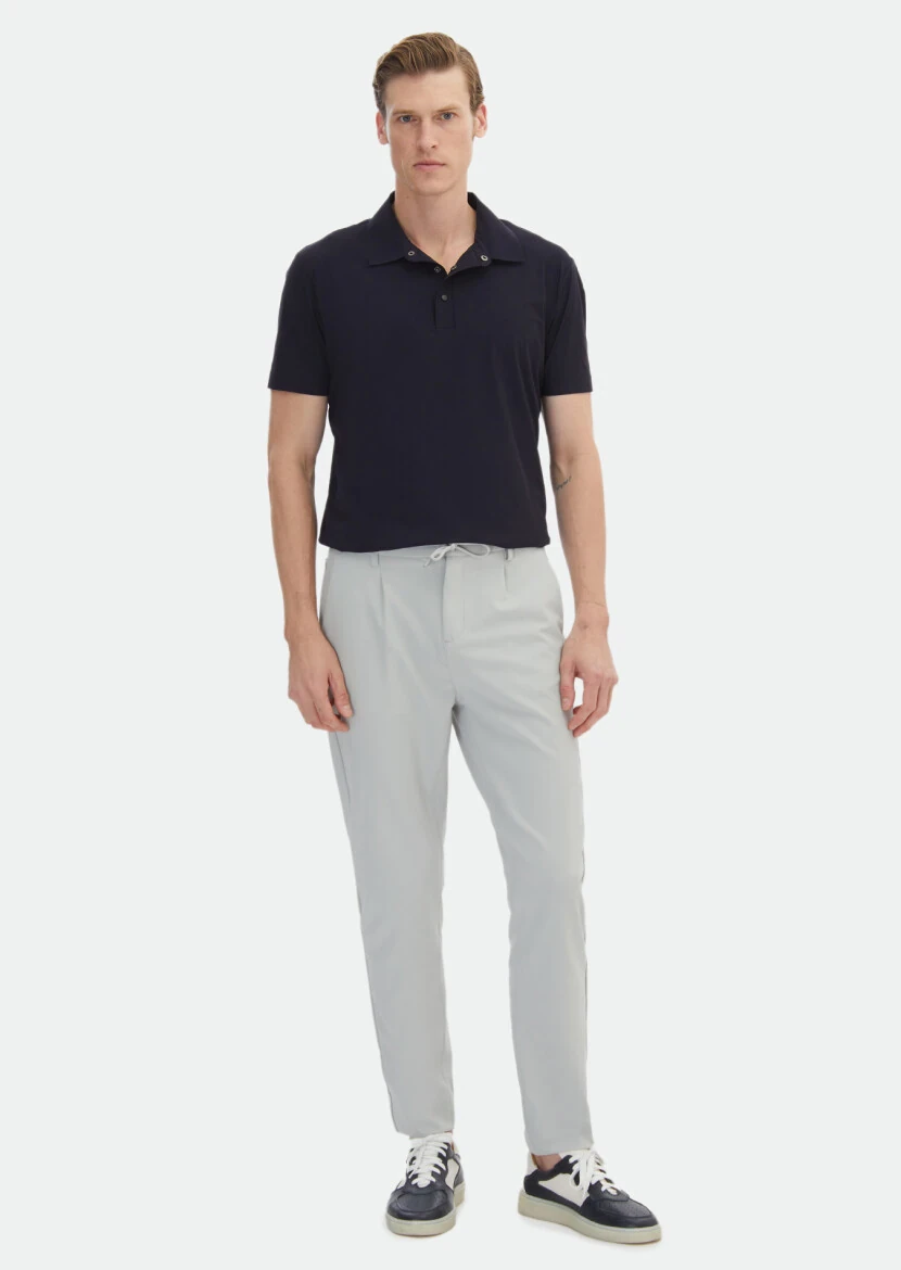 Navy Blue Plain Polo Neck T-Shirt 