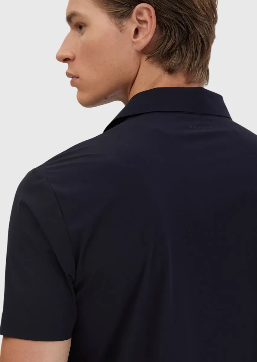 Navy Blue Plain Polo Neck T-Shirt - 5