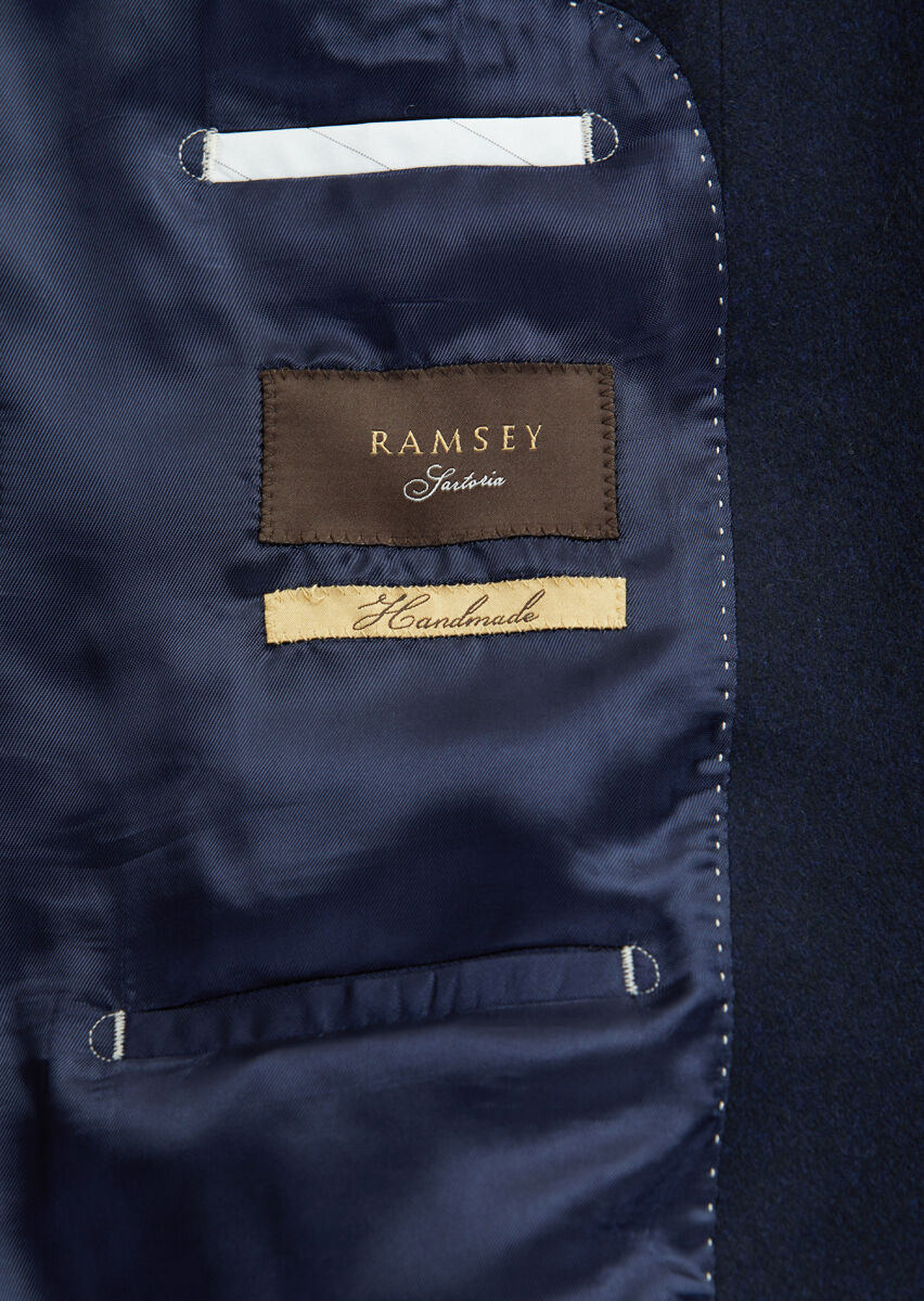 Navy Blue Plain Regular Fit 100% Cashmire Jacket - 7