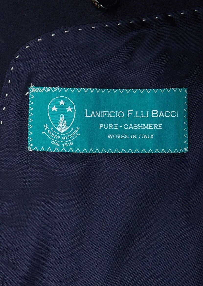 Navy Blue Plain Regular Fit 100% Cashmire Jacket - 5