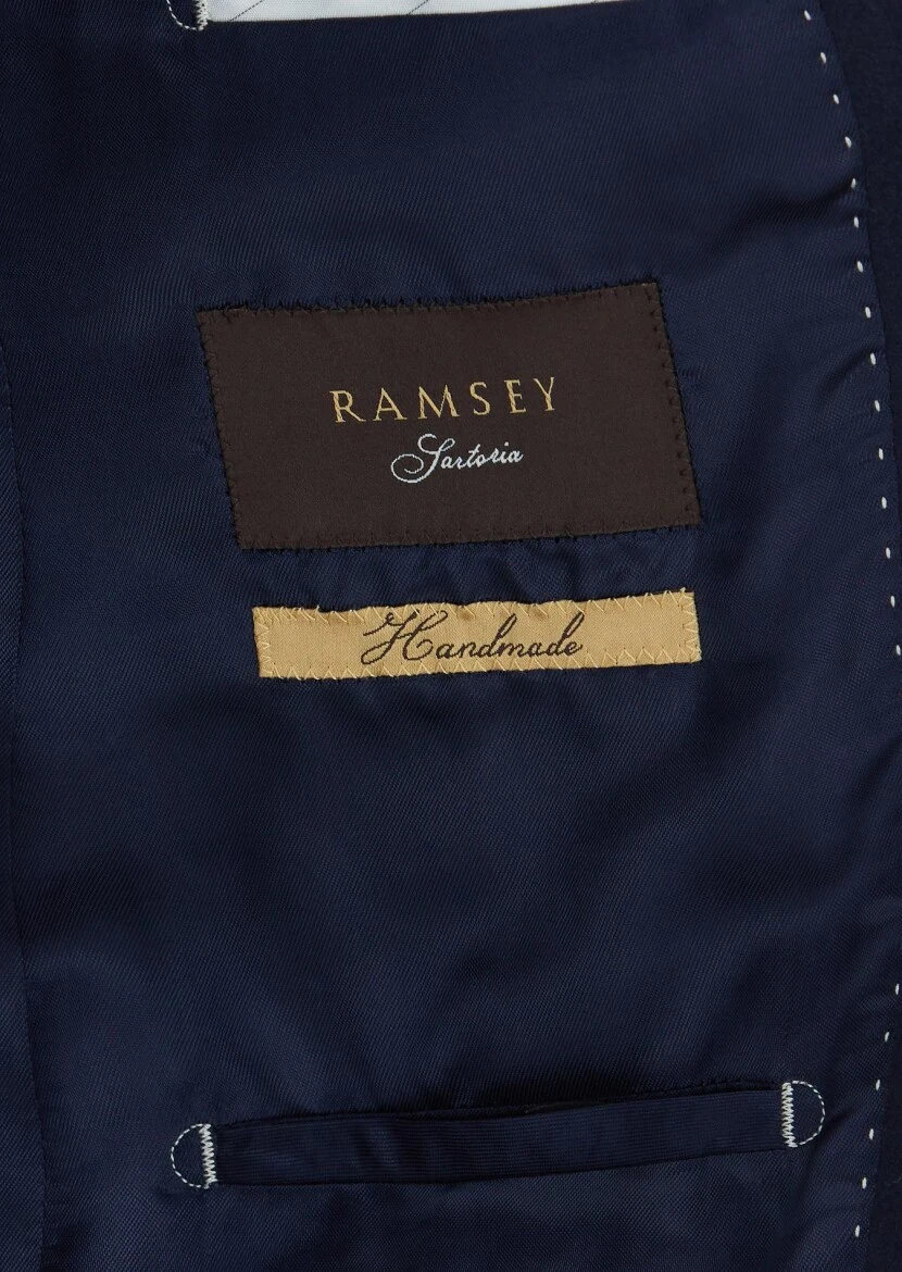 Navy Blue Plain Regular Fit 100% Cashmire Jacket - 6
