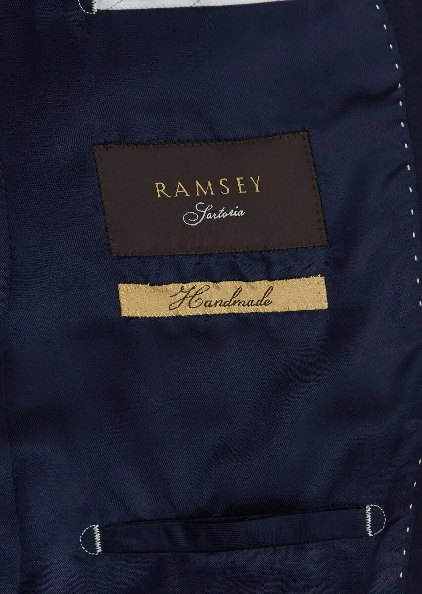 Navy Blue Plain Regular Fit 100% Cashmire Jacket - 6