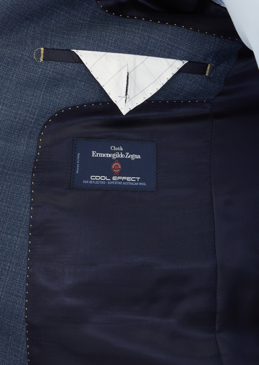 Navy Blue Plain Regular Fit 100% Wool Suit - 5