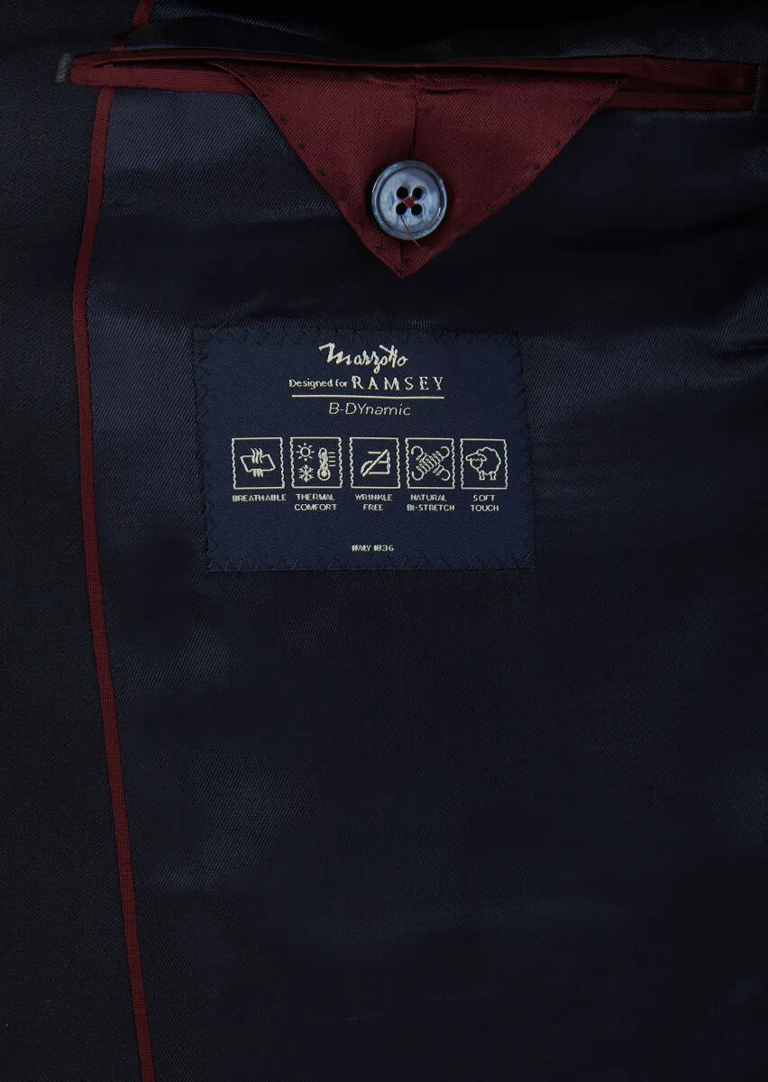 Navy Blue Plain Regular Fit 100% Wool Suit - 6