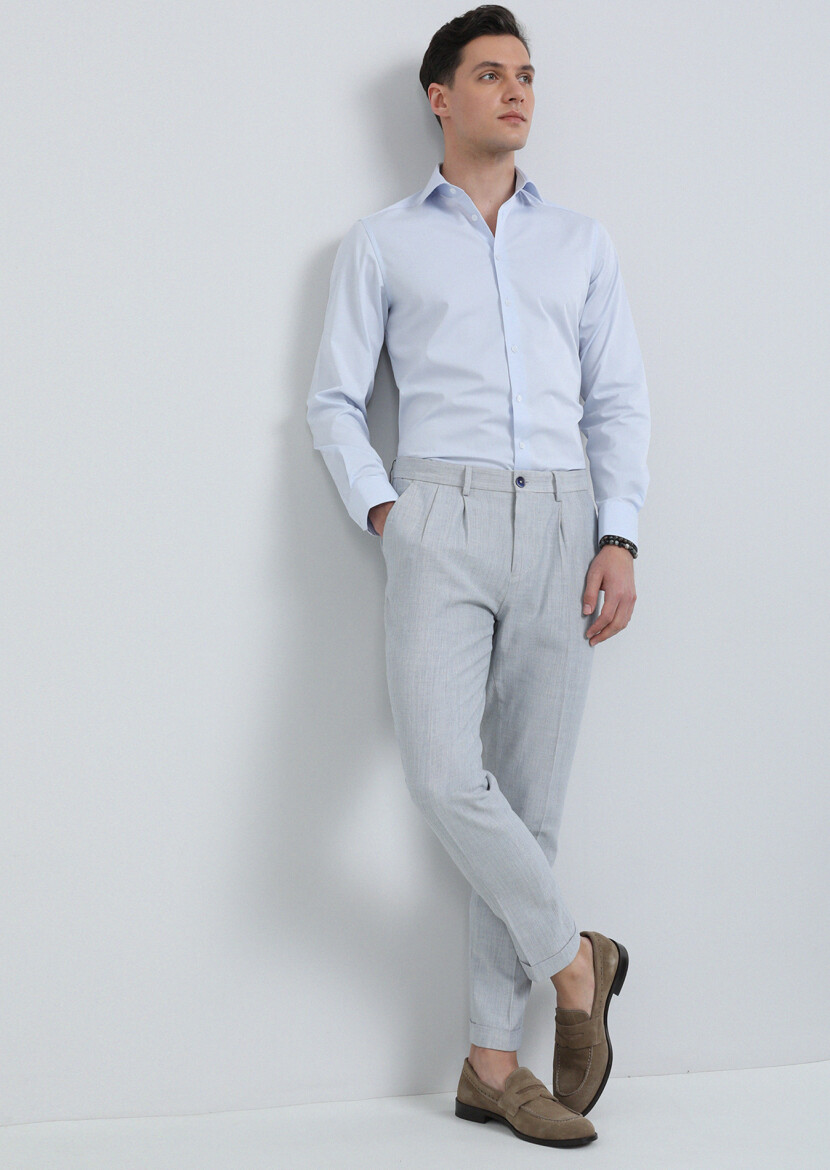 Navy Blue Plain Regular Fit Weaving Classical Shirt 