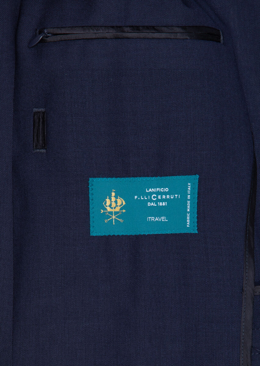 Navy Blue Plain Shirt Shoulder Slim Fit 100% Wool Jacket - 8