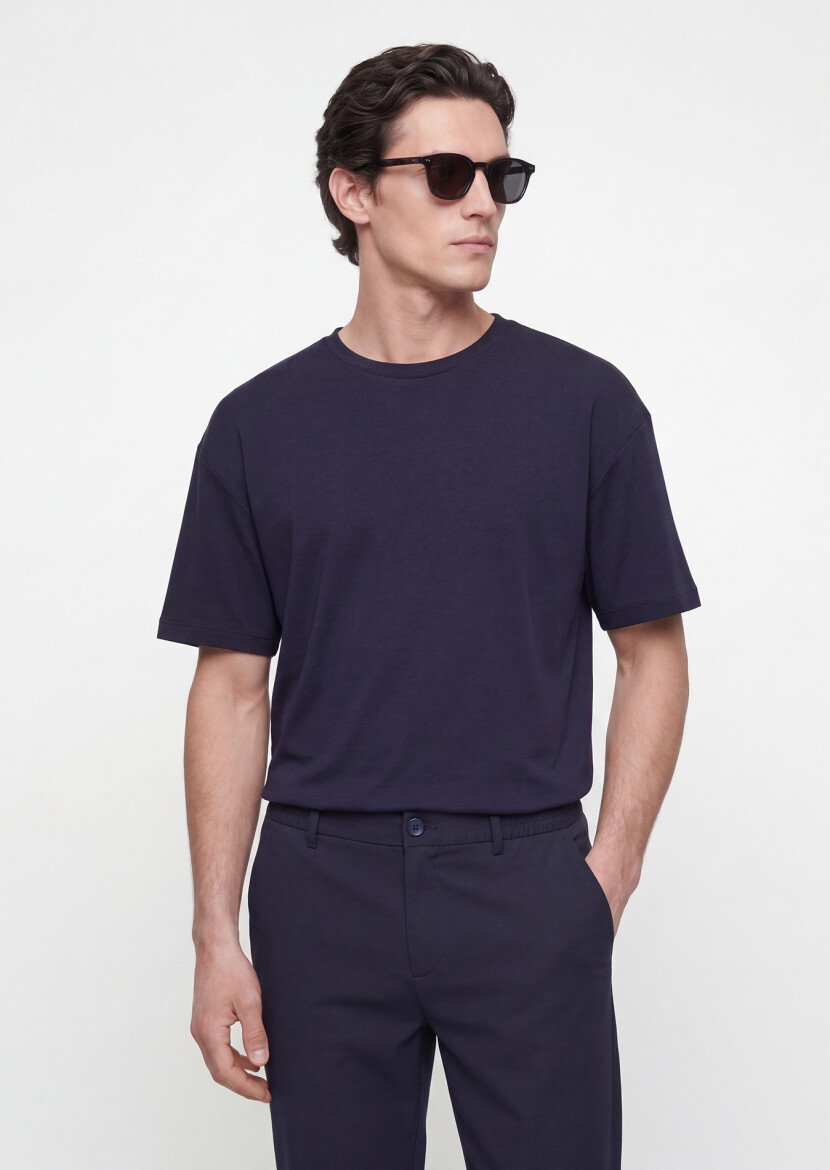 Navy Blue Plain Sweatshirt - 2