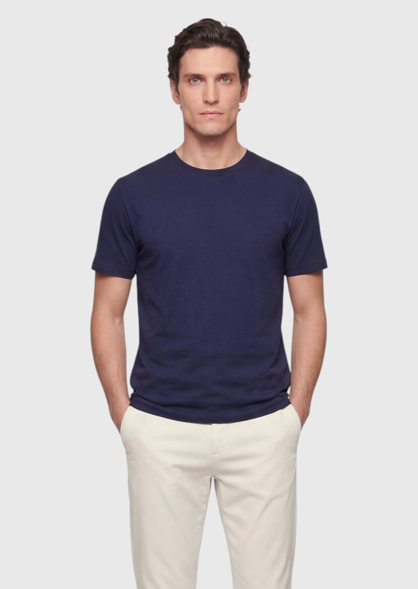 Navy Blue Plain T-Shirt - 3
