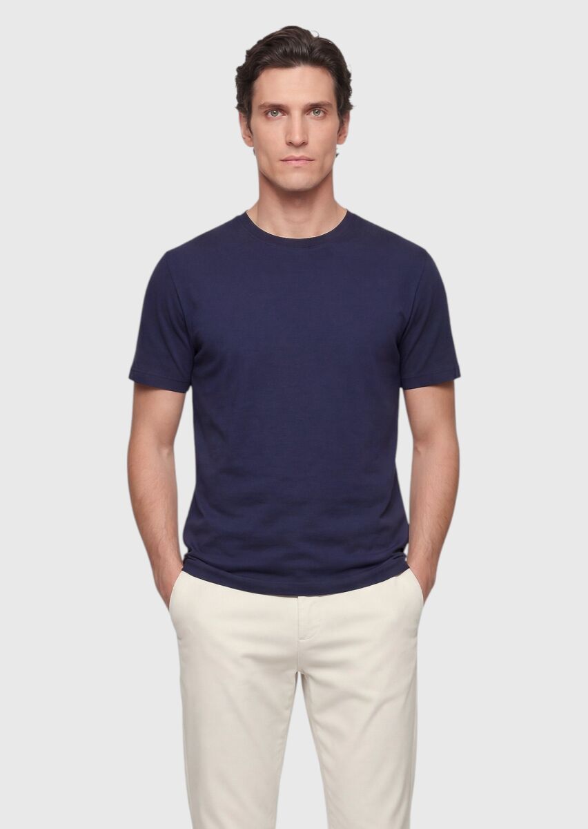 Navy Blue Plain T-Shirt - 3