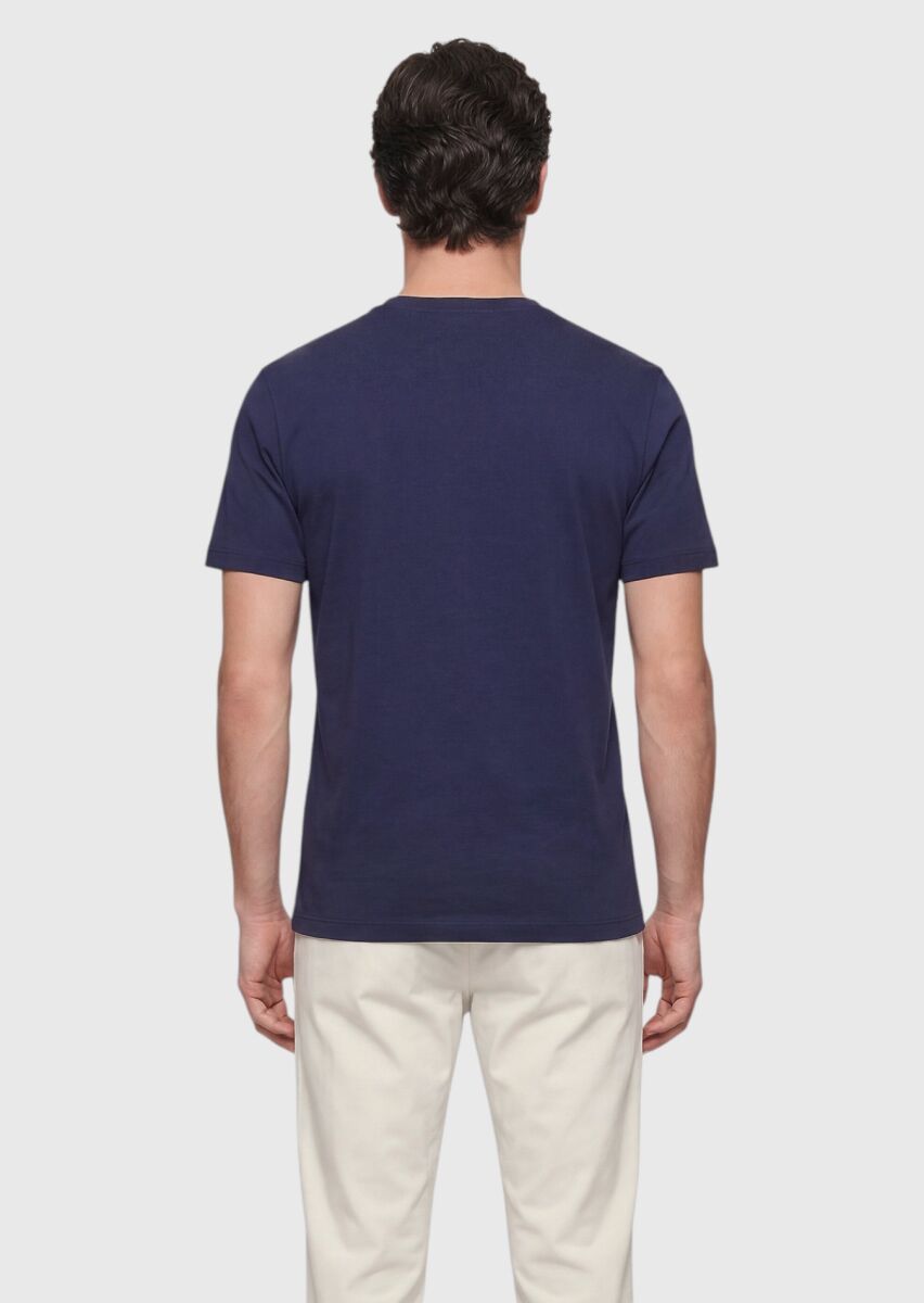 Navy Blue Plain T-Shirt - 4