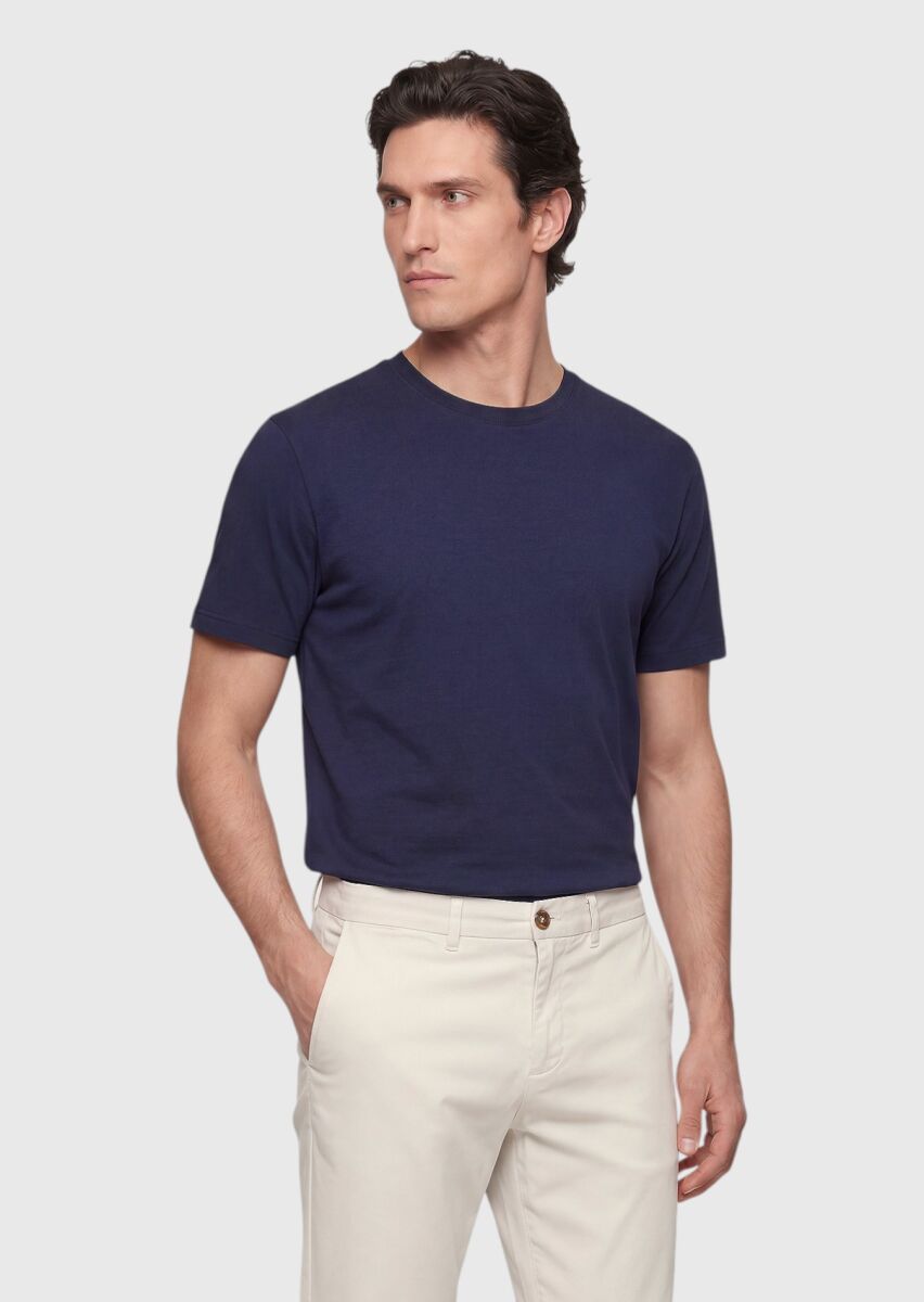 Navy Blue Plain T-Shirt - 1