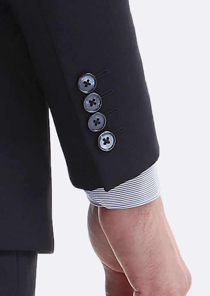 Navy Blue Plain Thin&Taller Slim Fit 100% Wool Suit - 5