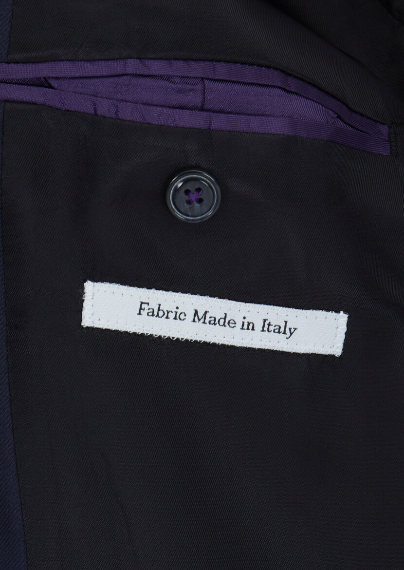 Navy Blue Plain Zeroweight Slim Fit 100% Wool Suit - 5