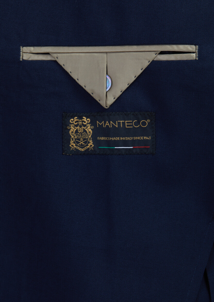 Navy Blue Plain Zeroweight Slim Fit Wool Blended Suit - 7