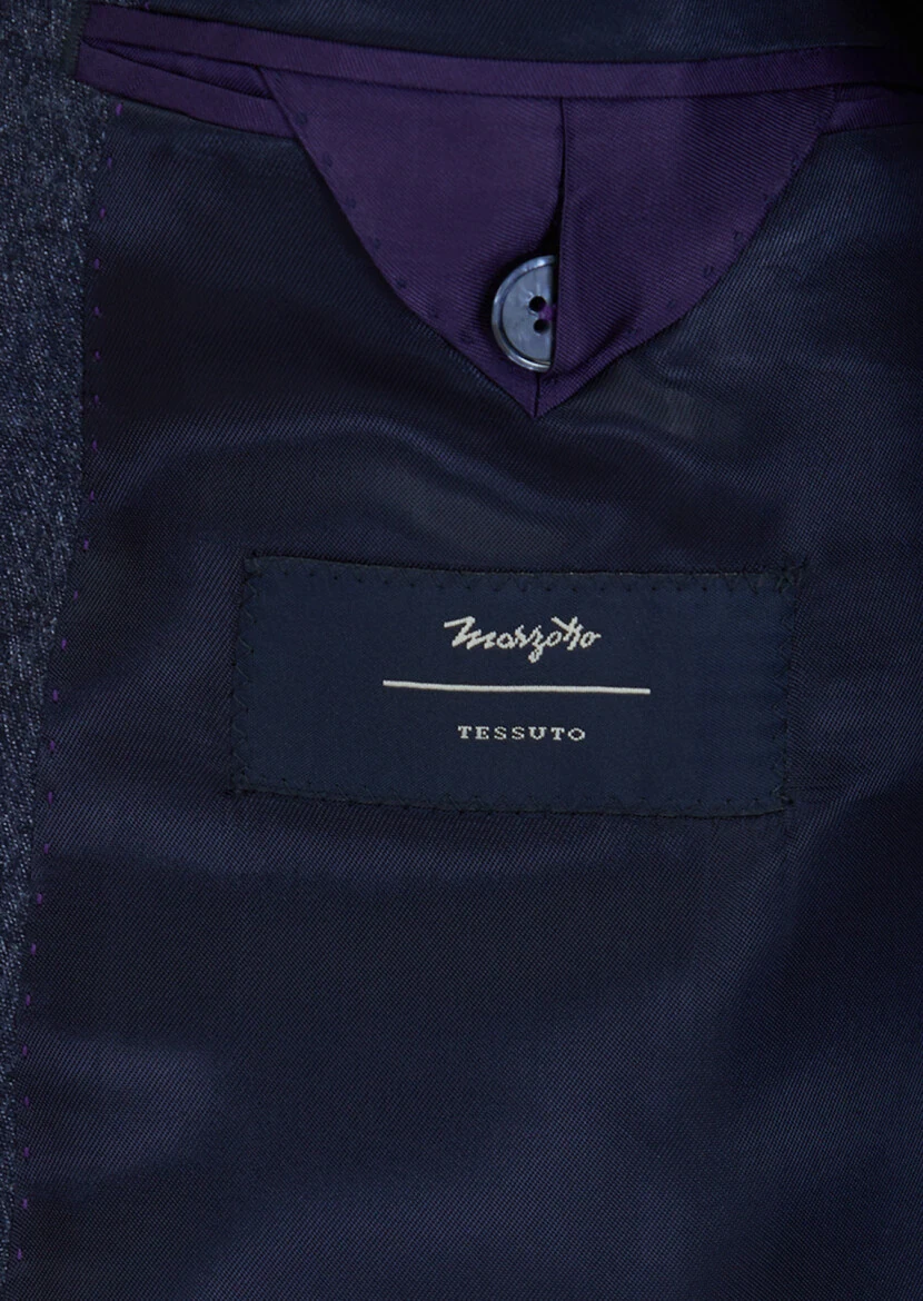 Navy Blue Plain Zeroweight Slim Fit Wool Blended Suit - 8