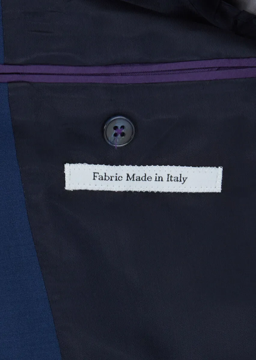 Navy Blue Plain Zeroweight Slim Fit Wool Blended Suit - 5