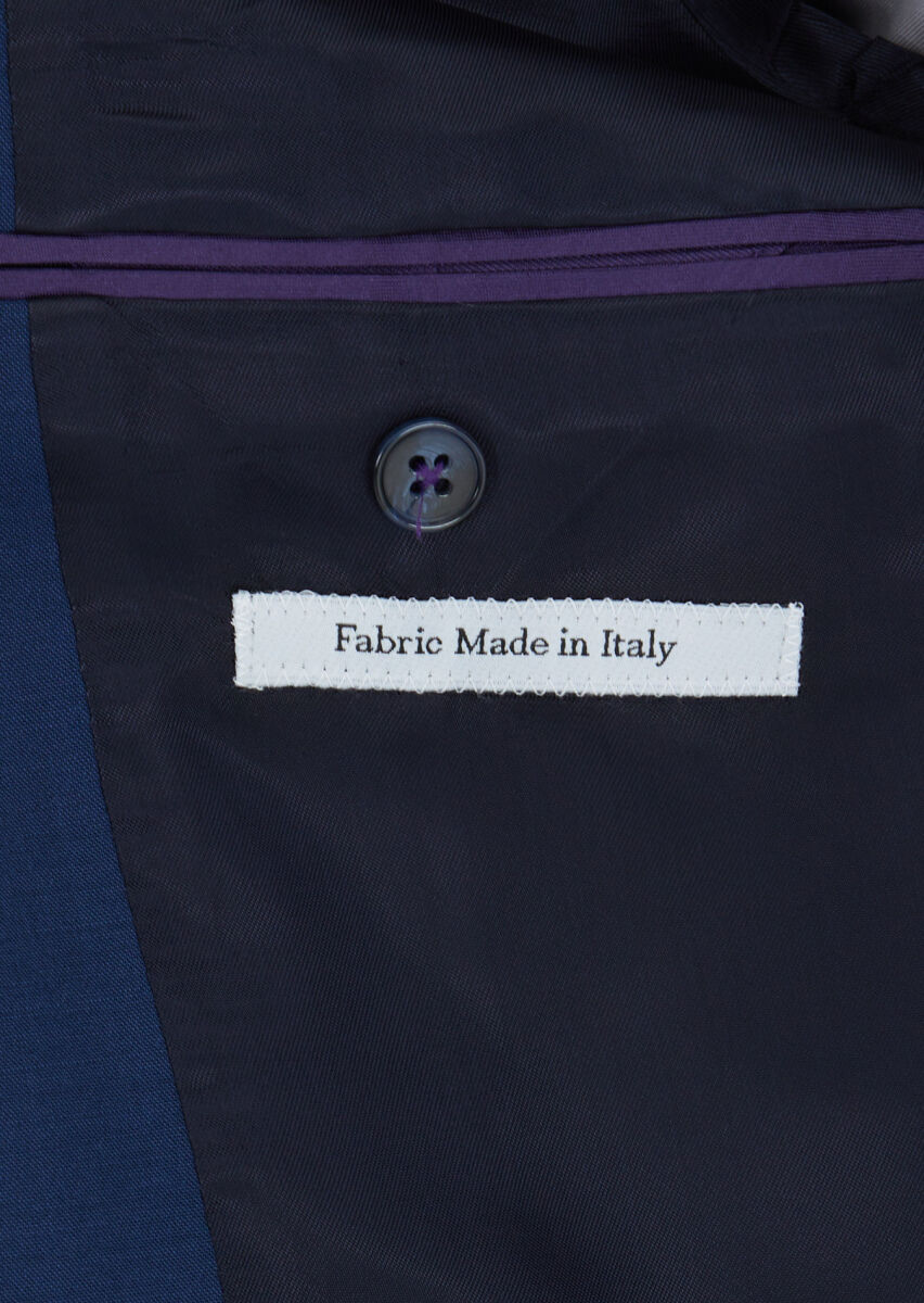 Navy Blue Plain Zeroweight Slim Fit Wool Blended Suit - 5