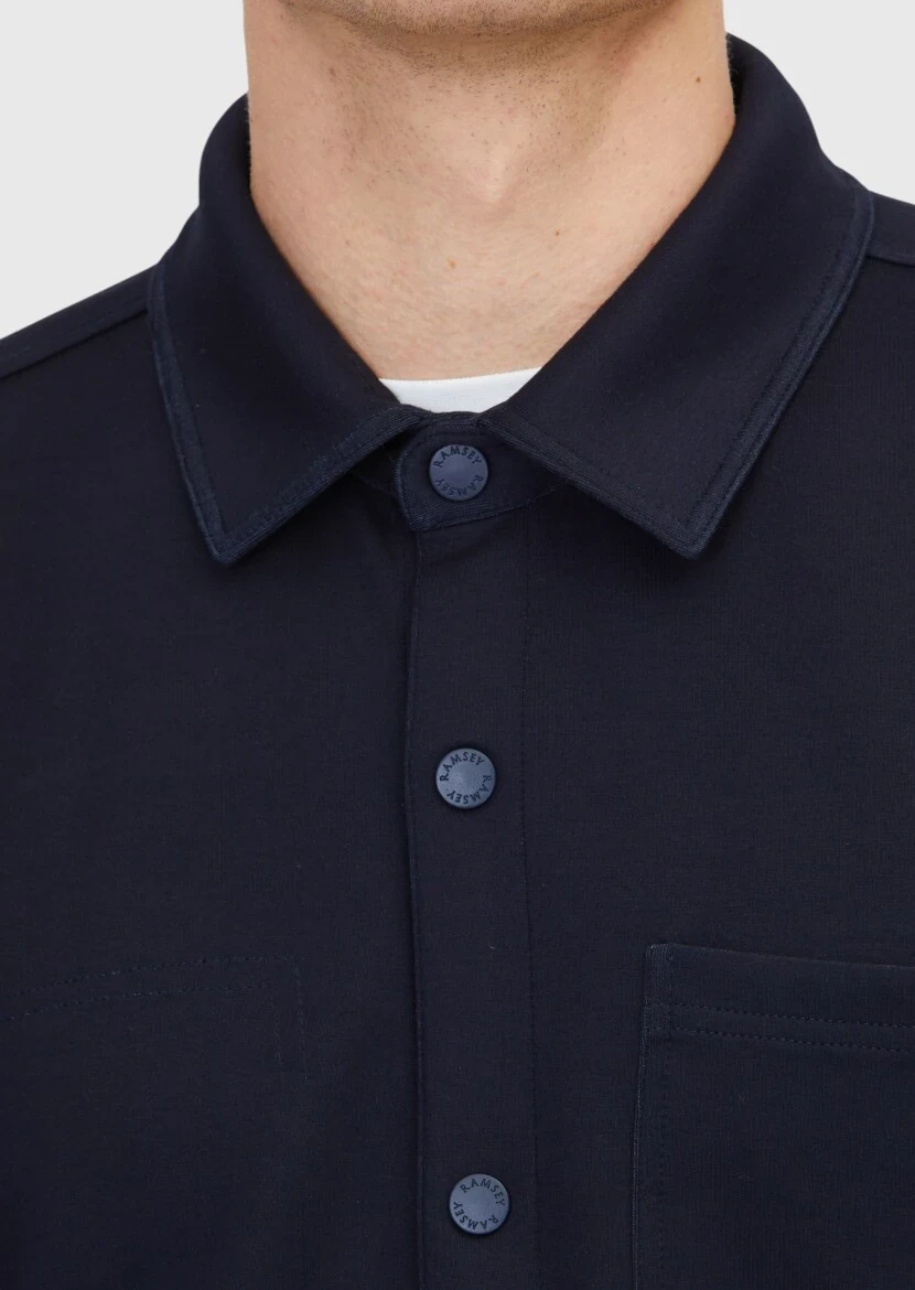 Navy Blue Polo Neck Plain Sweatshirt - 6