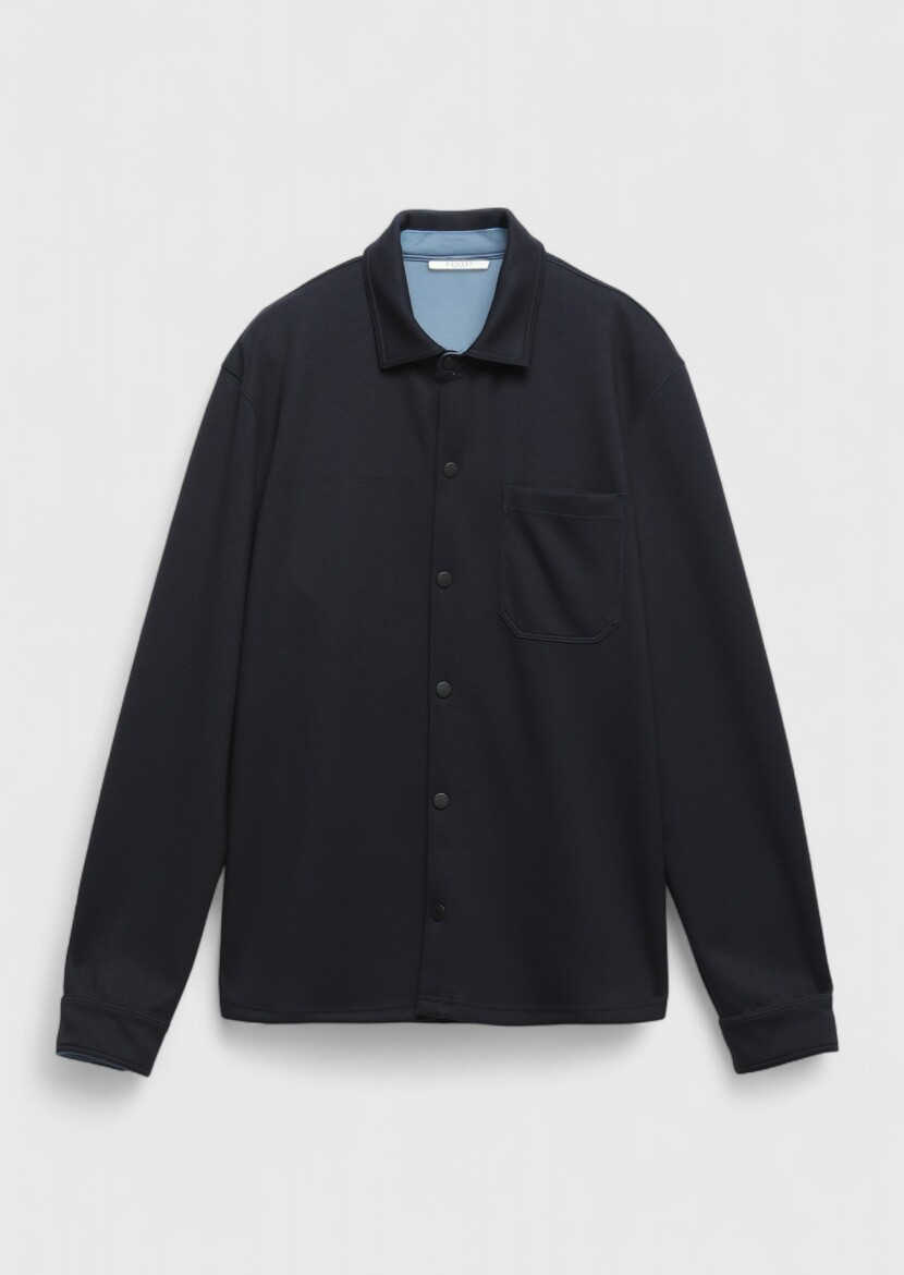 Navy Blue Polo Neck Plain Sweatshirt - 8