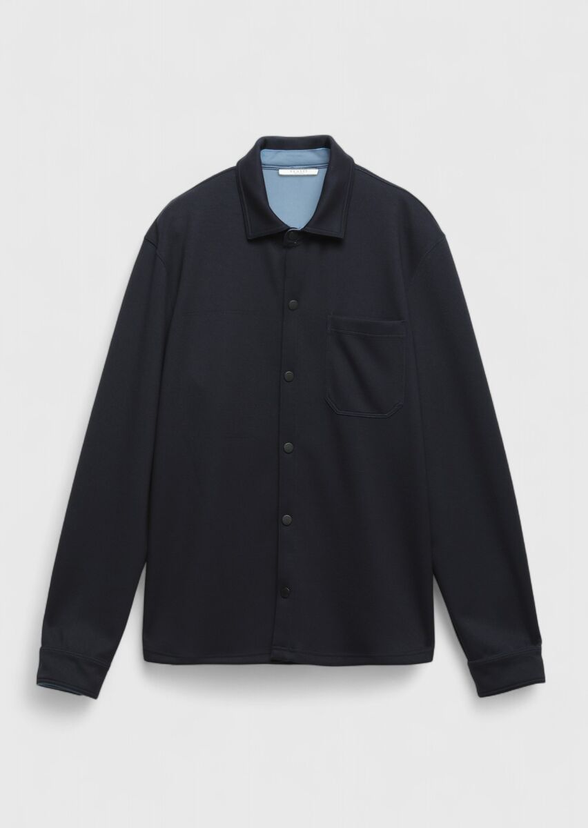 Navy Blue Polo Neck Plain Sweatshirt - 8